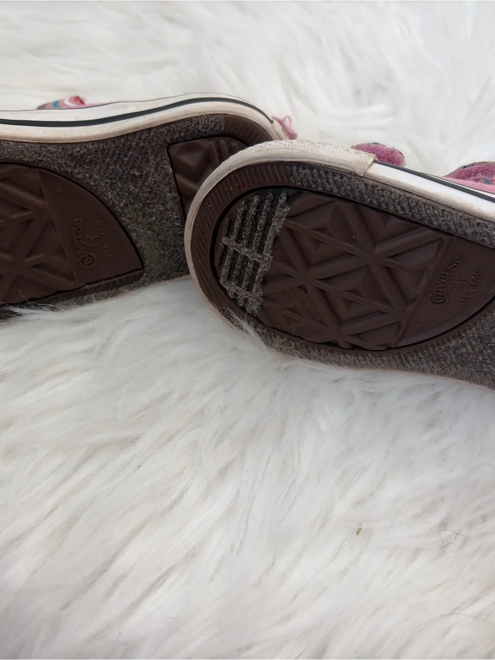 Converse Kids Pink Canvas Sneakers with Multicolor Zigzag Straps